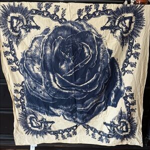 L.A.M.B. By Gwen Stefani Navy and Cream Rose Pattern bandana